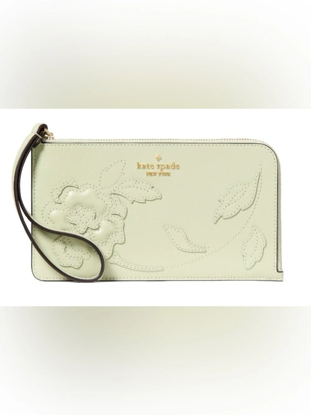 kate spade Kate Spade Lucy Floral Applique L-zip Wristlet Sage/Medium